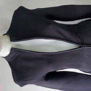 Christian Dior black stretch ribbed long sleeve scuba dress